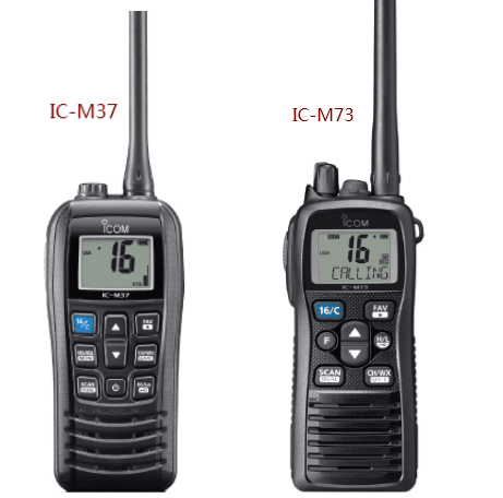 comparison of the IC-M37 and IC-M73 walkie-talkies